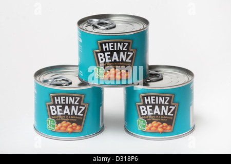 Dose mit Heinz gebackene Bohnen in Tomatensauce. Stockfoto