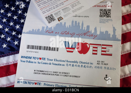 Stilleben, close-up, Wähler Informationen Direct Mailing Stück, US-Flagge, USA Stockfoto