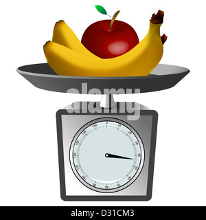 Obst und Skala vor weißem Hintergrund, abstrakte Kunst Vektorgrafik; Bild enthält Verlaufsgitter Stockfoto