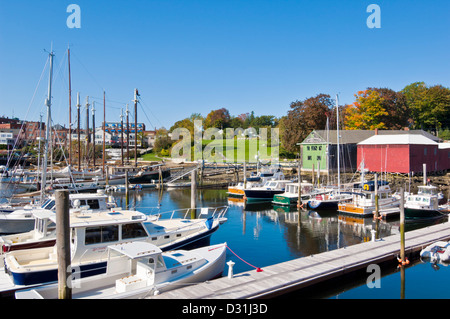 Yachten ankern im Hafen Hafen von Camden Maine USA Vereinigte Staaten von Amerika Stockfoto