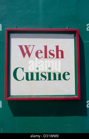 Walisische Küche Schild Restaurant Aberaeron Ceredigion Mitte Wales UK Stockfoto