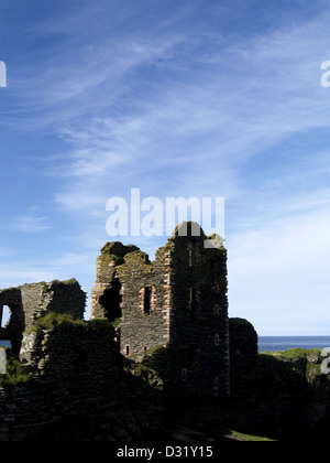 Die Burg von Sinclair und Girnigoe, an der Küste von Caithness, nördlich von Wick in den schottischen Highlands Stockfoto