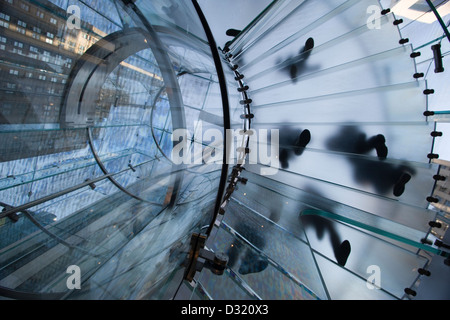 2009 HISTORISCHE MENSCHEN ZU FUSS AUF GLAS WENDELTREPPE TREPPEN APFEL GESCHÄFT (©BOHLIN CYWINSKI JACKSON 2006) FIFTH AVENUE MANHATTAN NEW YORK CITY USA Stockfoto