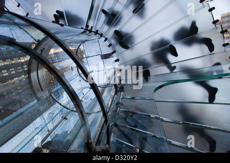 2009 HISTORISCHE MENSCHEN ZU FUSS AUF GLAS WENDELTREPPE TREPPEN APFEL GESCHÄFT (©BOHLIN CYWINSKI JACKSON 2006) FIFTH AVENUE MANHATTAN NEW YORK CITY USA Stockfoto