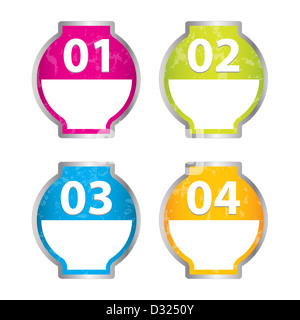 Set von vier Vektor-Grunge-Aufkleber für verschiedene Optionen Stockfoto