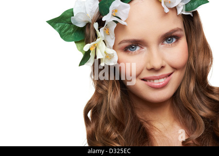 Close-up Portrait einer jungen Frau von natürlicher Schönheit Stockfoto