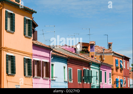 Häuser am Fondamenta Della Giudecca, Burano, Venedig, Italien. Stockfoto