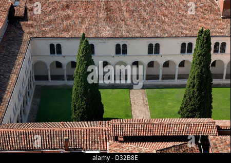 Gebäuden und Gärten auf der Isola Di San Giorgio Maggiore, Venedig, Italien. Stockfoto