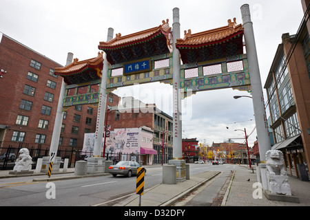 Millennium Gate nach Chinatown Vancouver BC Kanada Stockfoto