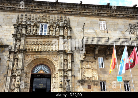 Hotel Parador Hostal de Los Reyes Catolicos, Santiago De Compostela, Pilgern, Jakobsweg, La Coruna Province, Galicien, Spanien Stockfoto