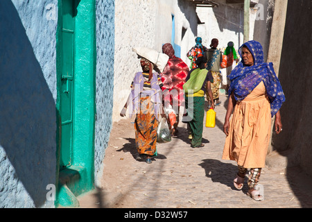 Bunte Straßenbild, Harar Jugol (Altstadt), Äthiopien Stockfoto