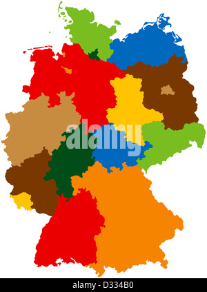 Deutschland 16 Bundesländer aufgeteilt Stockfoto