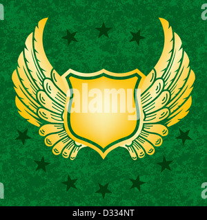 Goldenen Schild auf grünem Grunge Hintergrund Stockfoto