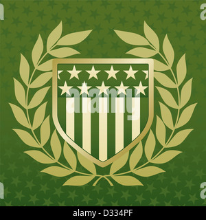 Grünen und goldenen Schild auf Sterne Hintergrund Stockfoto