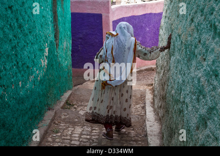 Bunte Straßenbild, Harar Jugol (Altstadt), Äthiopien Stockfoto