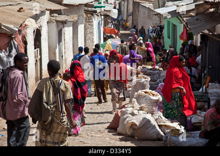 Bunte Straßenbild, Harar Jugol (Altstadt), Äthiopien Stockfoto