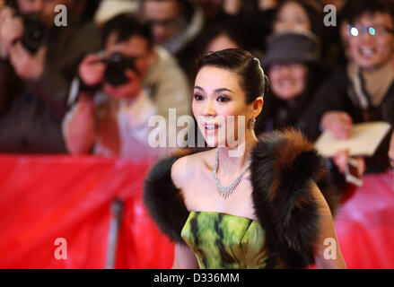 Chinesische Schauspielerin Zhang Ziyi kommt für die Premiere des Films "The Grandmaster' ('Yi Zong dai Shi") während der 63. jährlichen internationalen Filmfestspiele Berlin, in Berlin, Deutschland, 7. Februar 2013. Der Film wurde als Eröffnungsfilm der Berlinale ausgewählt und läuft im offiziellen Abschnitt aus der Konkurrenz. Foto: Hannibal dpa Stockfoto