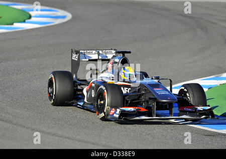 07.02.2013 Motorsport, Formel 1 Tests auf Circuito de Velocidad Rennstrecke in Jerez De La Frontera, Spanien---Esteban Gutierrez (MEX), Sauber C32 Stockfoto