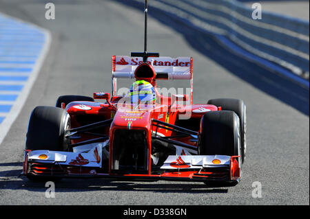 07.02.2013 Motorsport, Formel 1 Tests auf Circuito de Velocidad Rennstrecke in Jerez De La Frontera, Spanien---Felipe Massa (BRA), Ferrari F138 Stockfoto