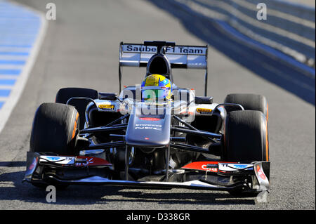 07.02.2013 Motorsport, Formel 1 Tests auf Circuito de Velocidad Rennstrecke in Jerez De La Frontera, Spanien---Esteban Gutierrez (MEX), Sauber C32 Stockfoto