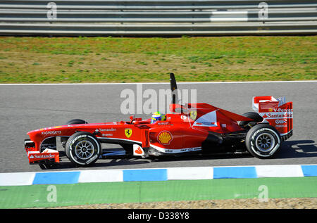 07.02.2013 Motorsport, Formel 1 Tests auf Circuito de Velocidad Rennstrecke in Jerez De La Frontera, Spanien---Felipe Massa (BRA), Ferrari F138 Stockfoto