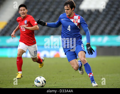 06.02.2013. London, England. Kroatiens Franko Andrijasevic sein Debüt während internationale Freundschaftsspiele Spiel zwischen Kroatien und der Republik Korea von Craven Cottage Stockfoto