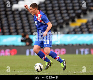 06.02.2013. London, England. Kroatiens Arijan Ademi sein Debüt während internationale Freundschaftsspiele Spiel zwischen Kroatien und der Republik Korea von Craven Cottage Stockfoto