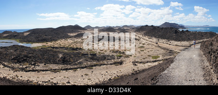 Blick vom Leuchtturm Martino, Insel Lobos, Kanarische Inseln, Spanien. Stockfoto