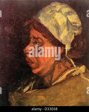 Vincent Van Gogh: Kopf einer ländlichen Frau mit weißer Kappe. 1885. Öl auf Leinwand. Holz-ein Kunstmuseum, Yoshiwa, Japan. Realismus. Stockfoto