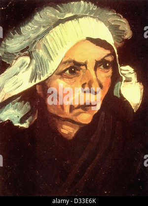 Vincent Van Gogh: Kopf einer ländlichen Frau mit weißer Kappe. 1885. Öl auf Leinwand. Bührle-Stiftung, Zürich, Schweiz. Realismus. Stockfoto