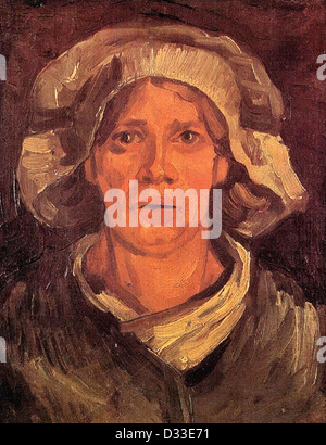 Vincent Van Gogh: Kopf einer ländlichen Frau mit weißer Kappe. 1885. Öl auf Leinwand. Kunstmuseum Bern, Schweiz. Realismus. Stockfoto