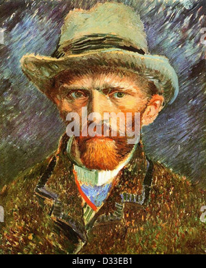 Vincent Van Gogh: Self Portrait mit einem grau Filz Hut. 1887 Öl auf Leinwand. Stedelijk Museum, Amsterdam, Niederlande. Stockfoto