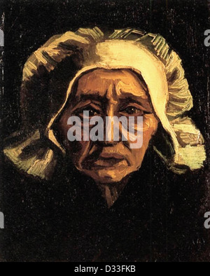 Vincent Van Gogh: Kopf einer alten Bäuerin mit White Cap. 1884 Öl auf Leinwand. Von der Heydt Museum, Wuppertal, Deutschland. Stockfoto