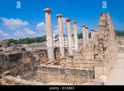 Ruinen der römischen Stadt Skythopolis in Bet Shean Nationalpark, Israel Stockfoto