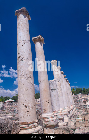 Ruinen der römischen Stadt Skythopolis in Bet Shean Nationalpark, Israel Stockfoto