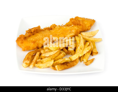 Teller mit traditionellen Take-away-Fish And chips Stockfoto