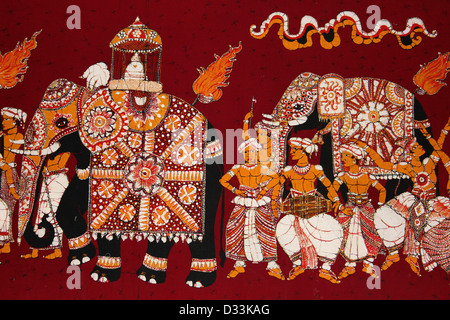 Elefant Batik Sri Lanka Darstellung der Kandy Esala Perahera Stockfoto