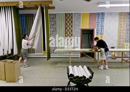 Hand-Druck benutzerdefinierten Hintergrund bei Adelphi Papier Hangings, Sharon Springs, New York State Stockfoto