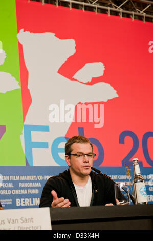 Berlin, Deutschland. 8. Februar 2013. Matt Damon "Promised Land" Pressekonferenz auf der 63. Internationalen Filmfestspiele Berlin / Berlinale. Februar 08, 2013/Dpa/Alamy Live News Stockfoto