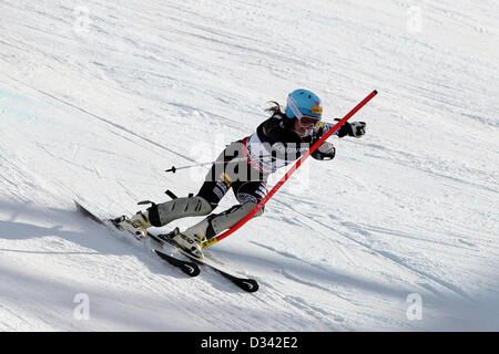 Schladming, Österreich. 8. Februar 2013.  Julia Mancuso (USA) in Aktion während der FIS Alpinen Super Kombination Ski Weltmeisterschaften 2013.  Bildnachweis: Aktion Plus Sportbilder / Alamy Live News Stockfoto