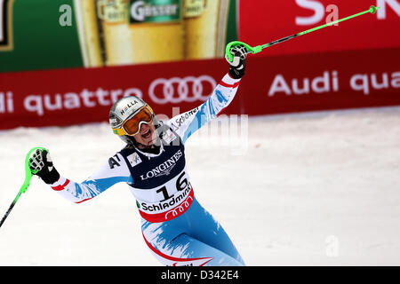 Schladming, Österreich. 8. Februar 2013.  Nicole Hosp (AUT) in Aktion während der FIS Alpinen Super Kombination Ski Weltmeisterschaften 2013.  Bildnachweis: Aktion Plus Sportbilder / Alamy Live News Stockfoto