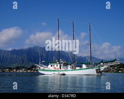 Schöne Szene Segelboot Kaneohe Bay Oahu Hawaii USA Stockfoto