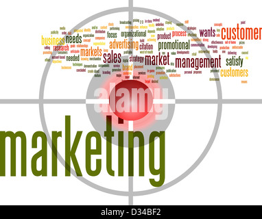 Marketing-Wortwolke mit bullseye Stockfoto