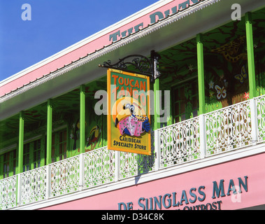 Farbenfrohe Toucan Tango speichern Zeichen, George Town, Grand Cayman, Cayman-Inseln, große Antillen, Karibik Stockfoto