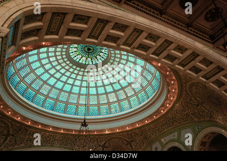 Tiffany Kuppel in Preston Bradley Hall, Chicago Cultural Center. Stockfoto