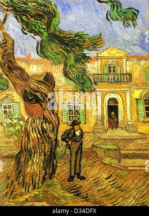 Vincent Van Gogh, Pinien mit Figur im Garten von Saint-Paul-Hospital. 1889. Post-Impressionismus. Öl auf Leinwand. Stockfoto