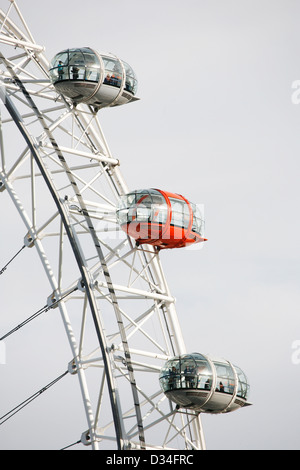 Close up Portrait of The London Eye, 135 Meter Höhe und das größte Riesenrad in Europa. [Nur zur redaktionellen Verwendung] Stockfoto