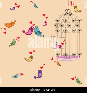 Valentine Tag kostenlose Vögel lieben Hintergrund. Vektor-Illustration für einfache Handhabung und individuelle Färbung geschichtet. Stockfoto