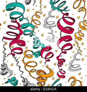 Festliche Tage Feier mit Hand gezeichneten Bänder und Sterne nahtlose Muster. Vektor-Illustration für einfache Handhabung und individuelle Färbung geschichtet. Stockfoto