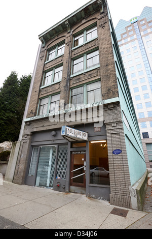 Das del Mar Inn Hotel Erbe Gebäude mit bc hydro-Tower im Hintergrund Vancouver BC Kanada Stockfoto